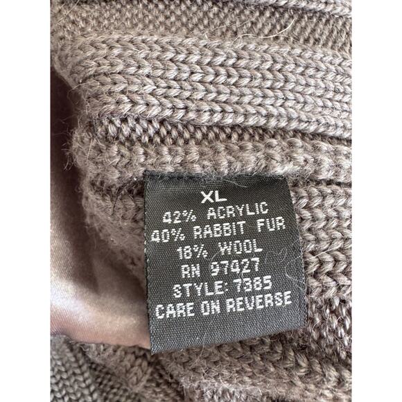 Dolce Cabo Vintage Gray Rabbit Fur Wool Snap Front Tie Waist Sweater Vest Sz XL - Picture 6 of 6